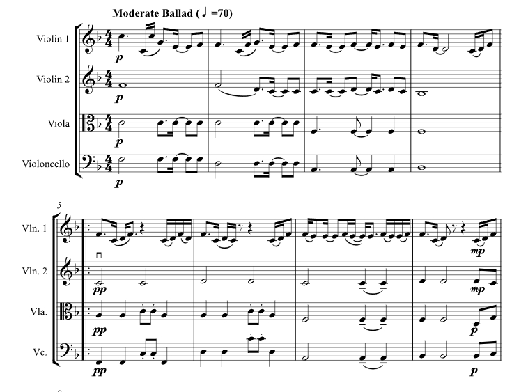 温柔待我 本托 官方原版 弦乐四重奏 总谱+分谱 有试听