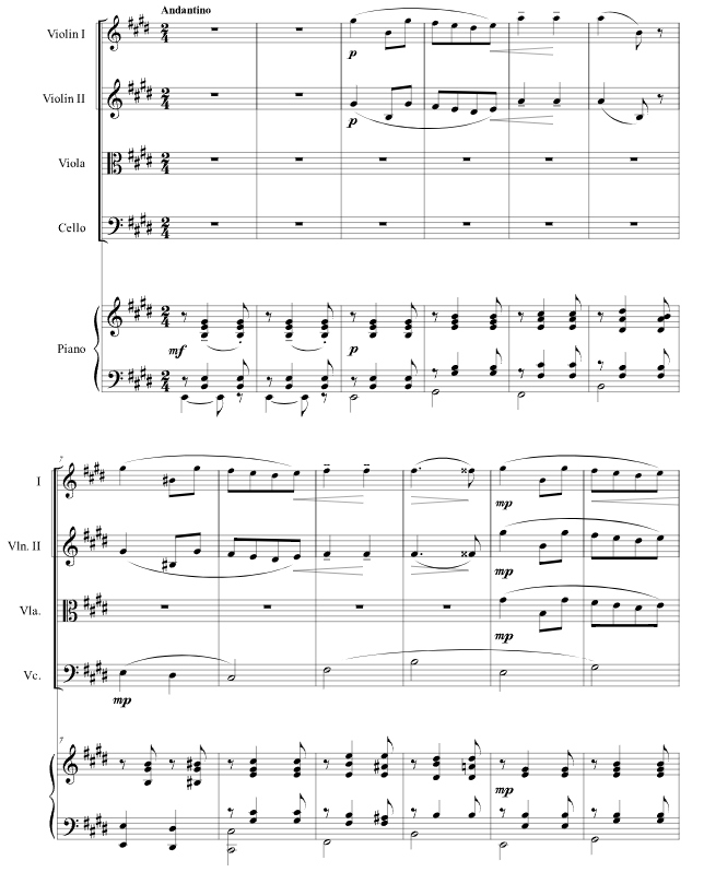 爱的礼赞 帕索尼音乐官方原版 弦乐四重奏+钢琴 总谱+分谱 有试听