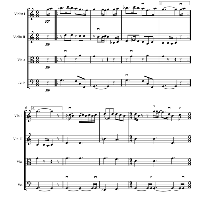 玫瑰之吻 丹迪农山脉弦乐团官方原版 弦乐四重奏 总谱+分谱 有试听