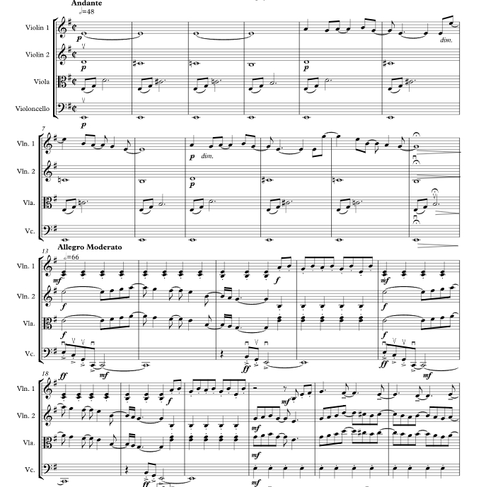 甲壳虫乐队5首经典串烧 安德鲁官方原版 弦乐四重奏 总谱+分谱 有试听