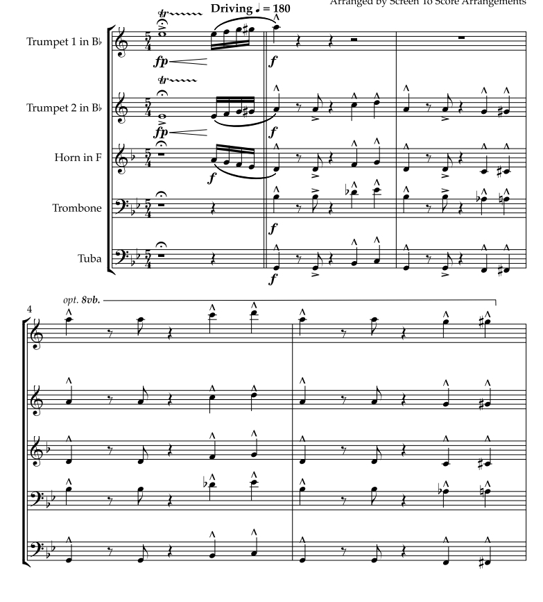 碟中谍 铜管五重奏 银幕配乐官方原版 总谱+分谱 有试听 自动发货