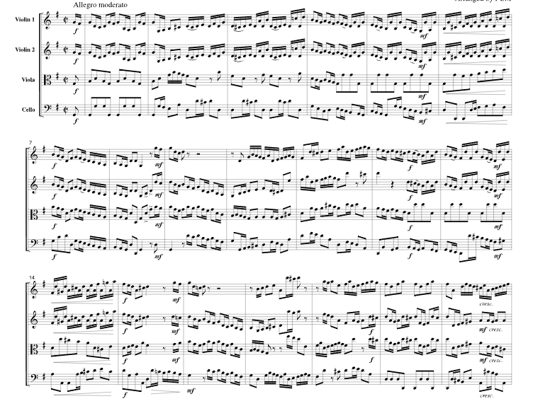 第三号勃兰登堡协奏曲 CB212官方原版 弦乐四重奏 总谱+分谱 有试听