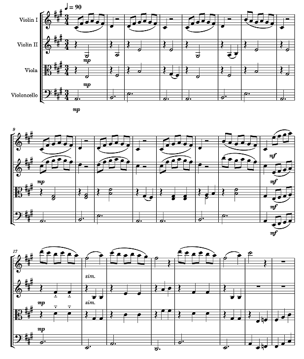 米娅与塞巴斯汀主题曲 维克托官方原版 弦乐四重奏 总谱+分谱 有试听