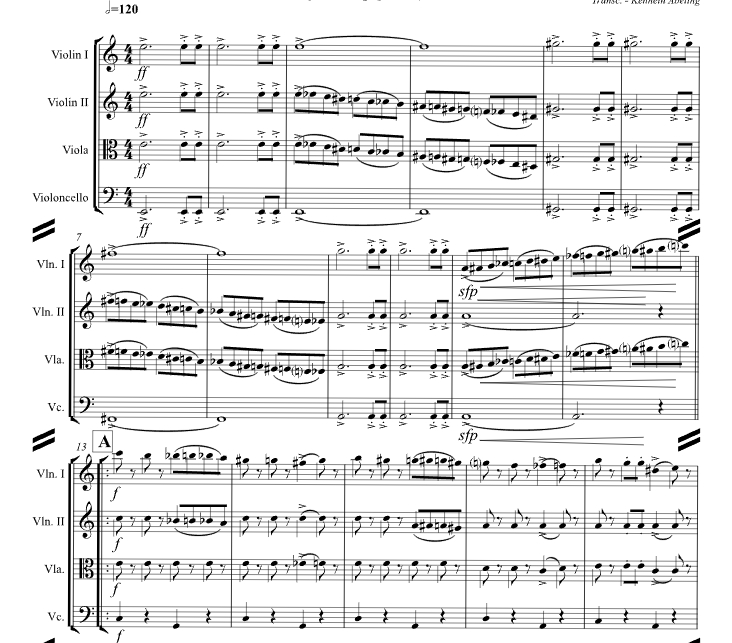 角斗士入场进行曲 肯尼斯官方原版 弦乐四重奏 总谱+分谱 有试听