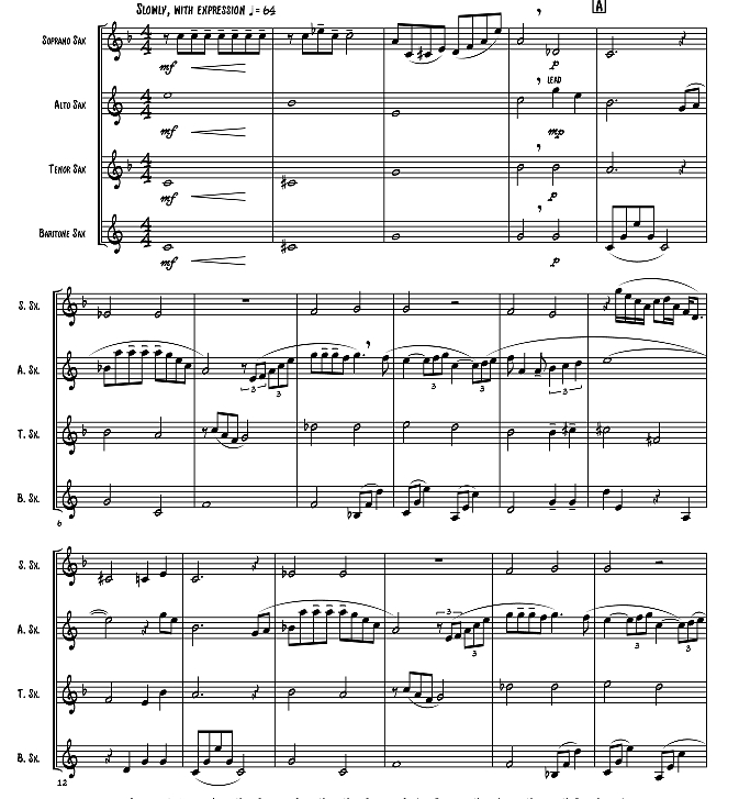 迷雾 亚历山大官方原版 SATB萨克斯四重奏 总谱+分谱 有试听