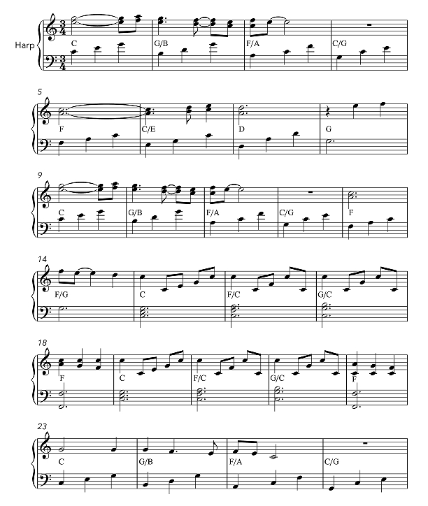 钢琴手 扬明克版 竖琴独奏 有试听