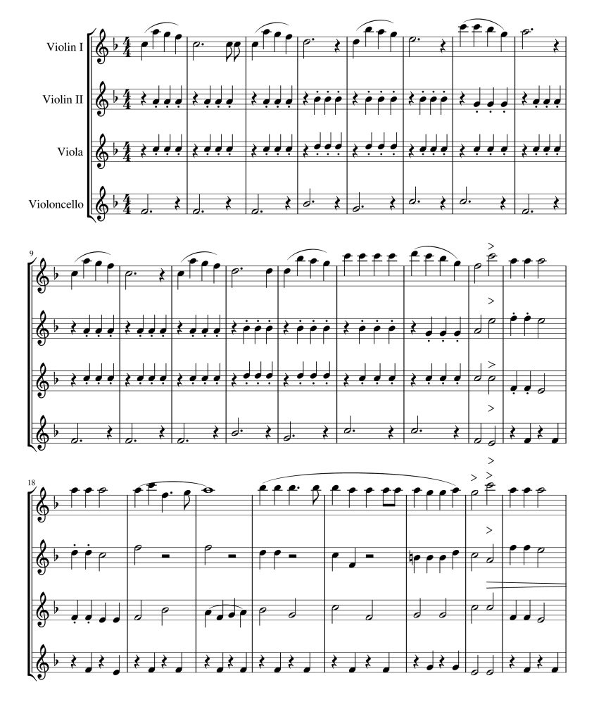 铃儿响叮当 Jingle Bells 弦乐四重奏 总谱+分谱  有试听  自动发货