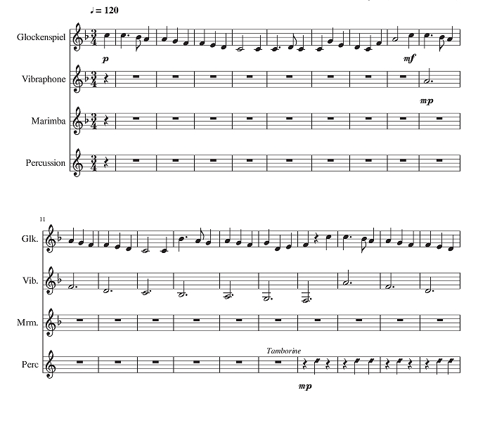 马槽歌 打击乐四重奏 凯文官方原版 总谱+分谱 有试听