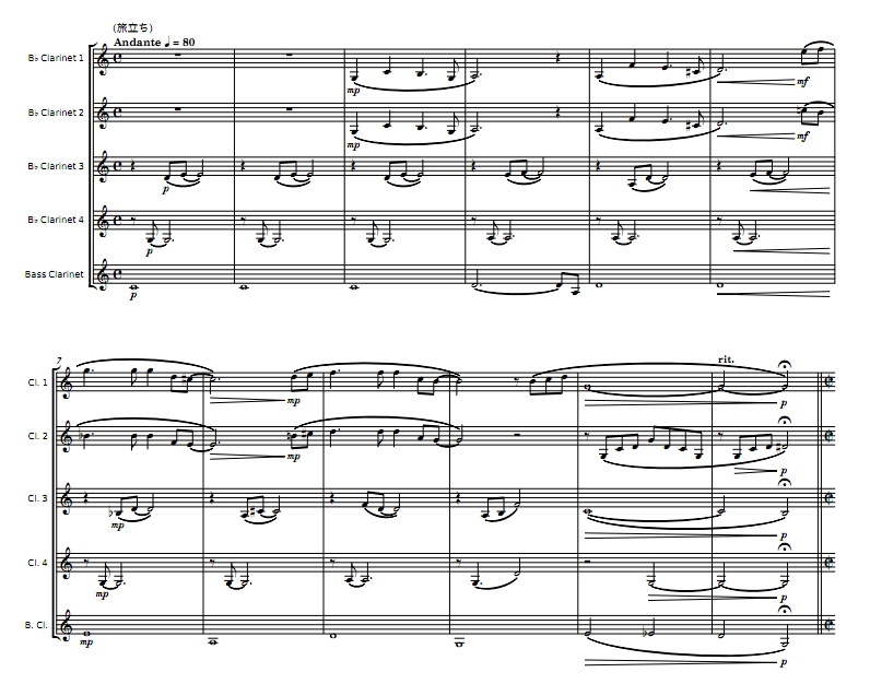 魔女宅急便串烧 单簧管五重奏 西條太貴官方原版 总谱+分谱 有试听