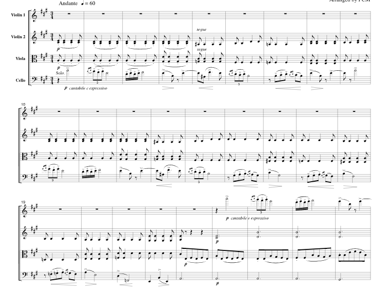 鲍罗丁《夜曲》 第三乐章官方原版 弦乐四重奏 总谱+分谱 有试听