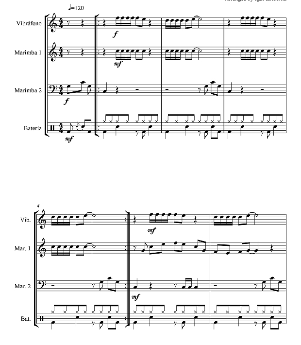 黑与白 打击乐四重奏 伊戈尔官方原版 总谱+分谱  有试听