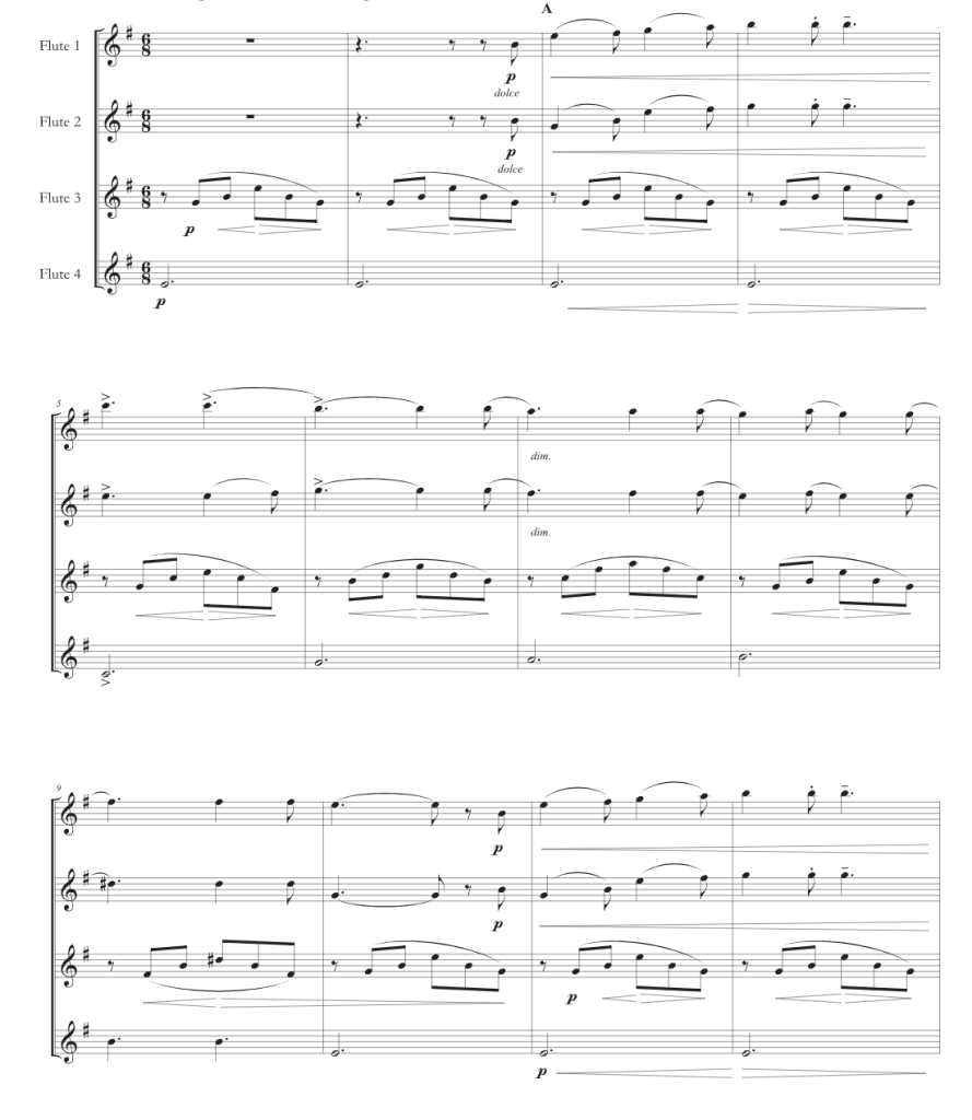 沃尔塔瓦河 长笛四重奏简易版 迭戈官方原版 总谱+分谱  有试听  自动发货