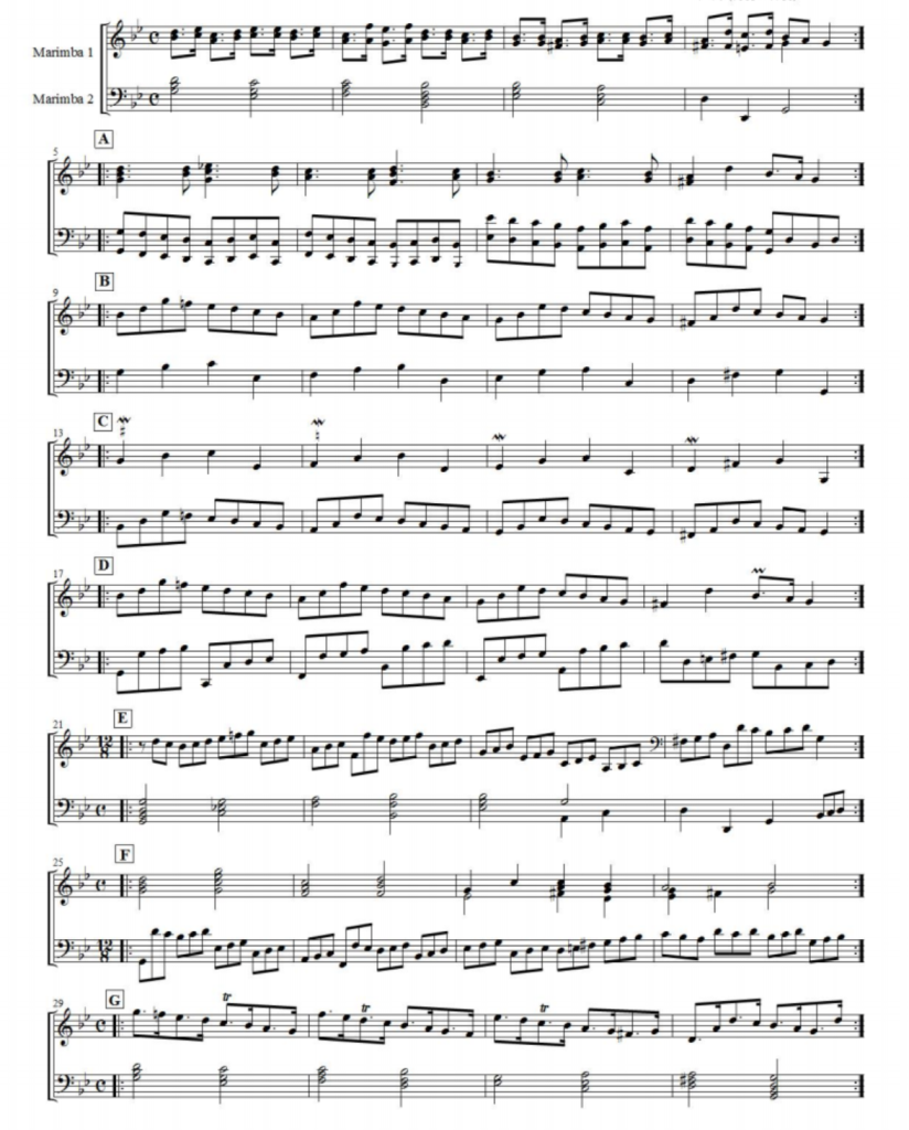 亨德尔 帕萨卡利亚 马林巴二重奏 野口道子官方原版 总谱+分谱  有试听  自动发货