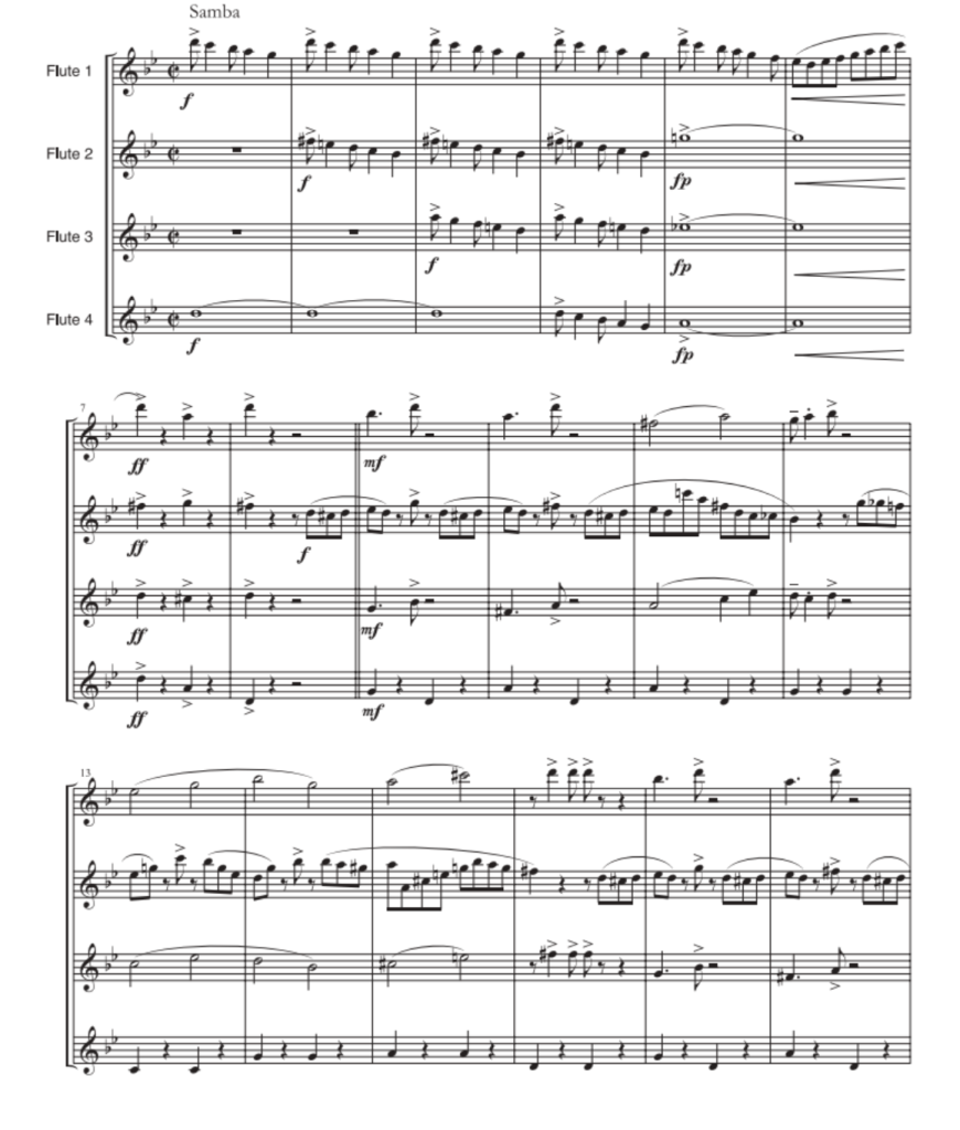 雀鸟  小鸟蒂科 Tico Tico  长笛四重奏 迭戈官方原版 总谱+分谱  有试听  自动发货