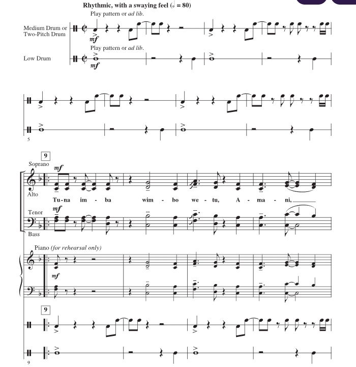 商品为SATB 四声部合唱线谱 Amani (Peace) 施耐德官方原版  混声合唱谱  有试听 自动发货