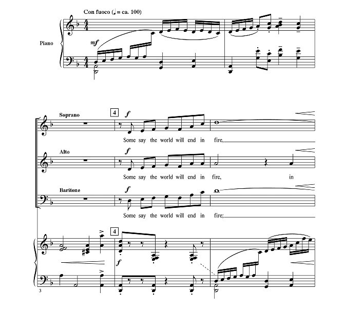 商品为SAB 三声部合唱线谱 冰与火 Fire and Ice 克罗克官方原版 混声合唱谱 有试听 自动发货