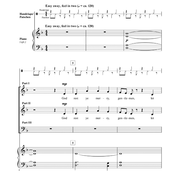 商品为SAB 三声部合唱线谱 Tidings Of Comfort And Joy 施耐德官方原版 混声合唱谱 有试听 自动发货