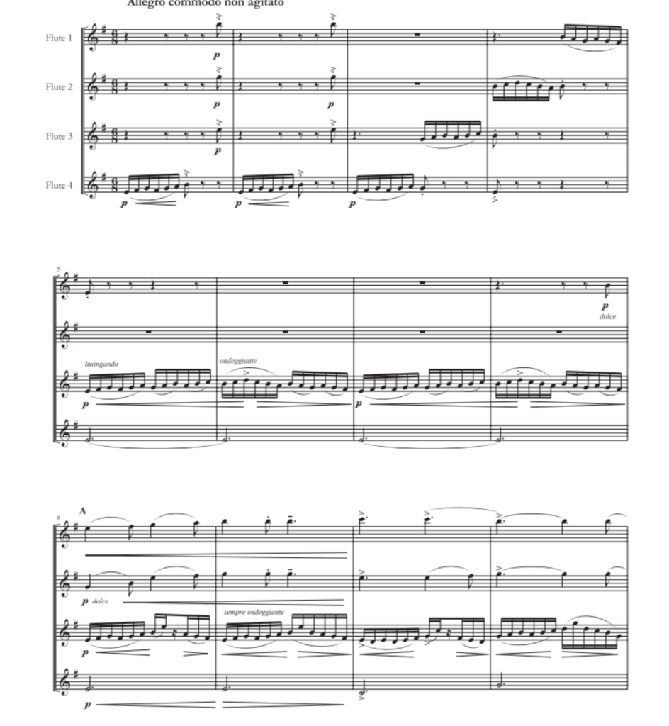 沃尔塔瓦河 长笛四重奏 迭戈官方原版 总谱+分谱  有试听  自动发货