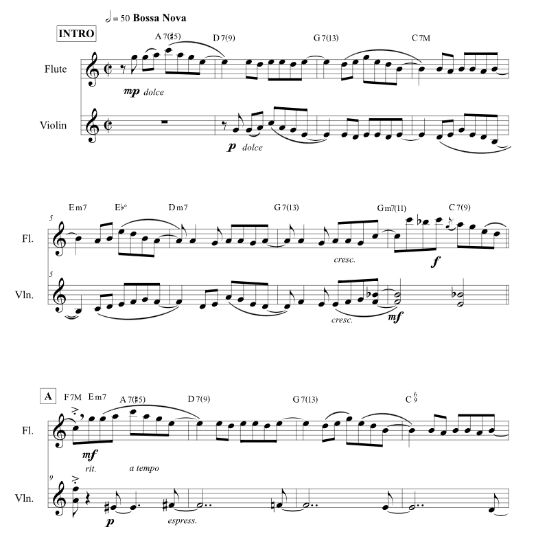 你去往何方 长笛小提琴二重奏 佩德罗官方原版 总谱+分谱  有试听  自动发货