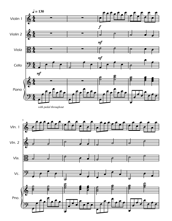 帕萨卡利亚 Passacaglia 弦乐四重奏+钢琴 努内斯官方原版 总谱+分谱 有试听 自动发货