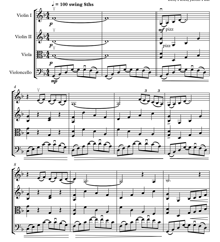 星光之城 City Of Stars 弦乐四重奏 温特官方原版 总谱+分谱 有试听 自动发货