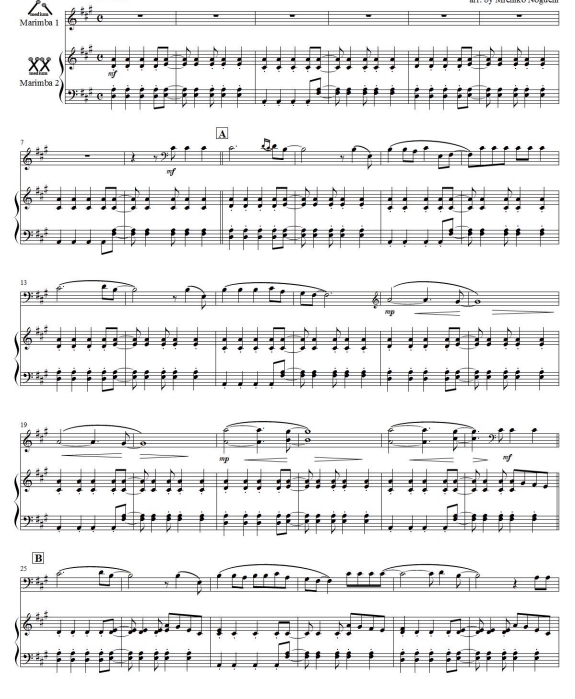 生命万岁 Viva La Vida 马林巴二重奏 野口道子官方原版 总谱+分谱 有试听 自动发货