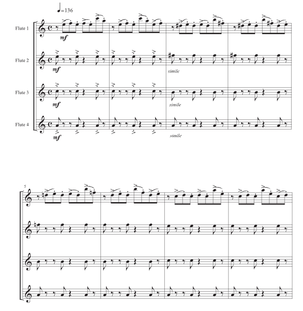 自由探戈 Libertango 长笛四重奏 迭戈官方原版 总谱+分谱  有试听 自动发货