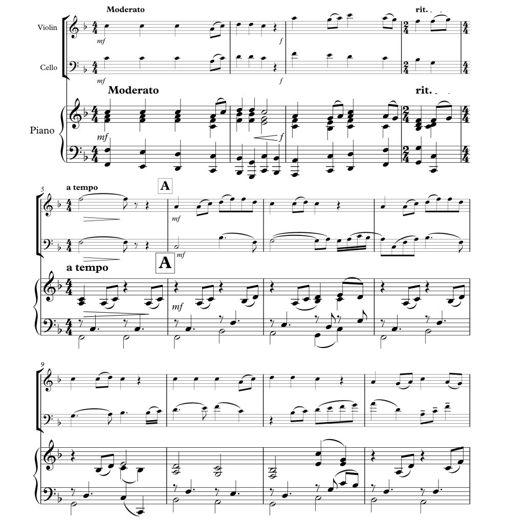 茉莉花 小提琴大提琴钢琴重奏 多伊森改官方原版 总谱+分谱  有试听  自动发货