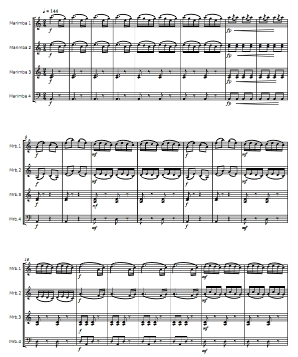 赛马 马林巴四重奏 总谱+分谱 有试听 自动发货