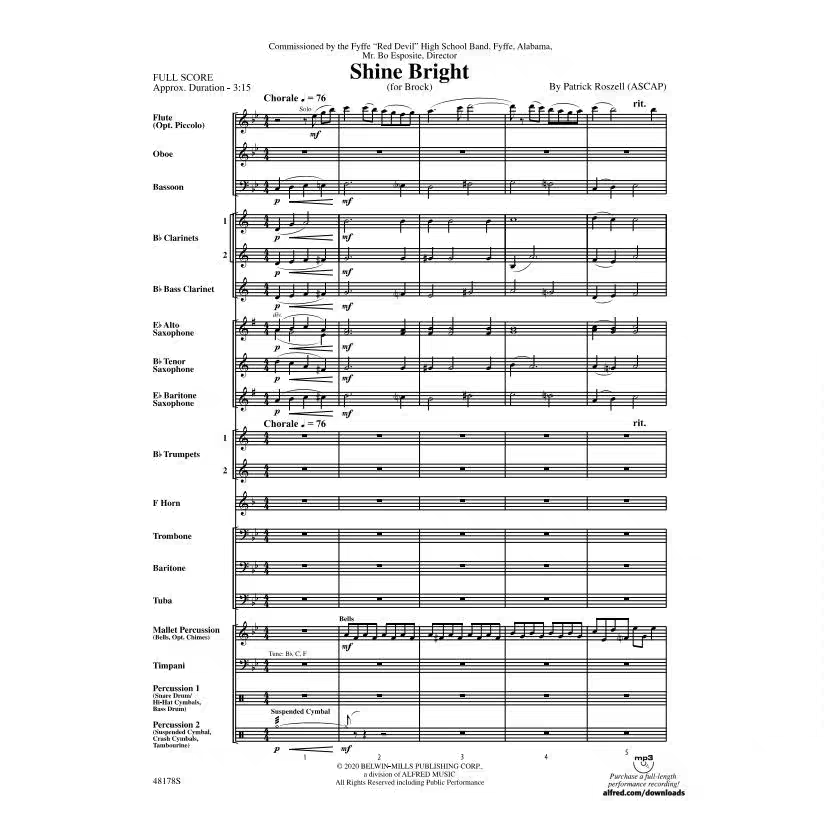 闪耀 2.5级 交响管乐 总分谱 有试听 自动发货
