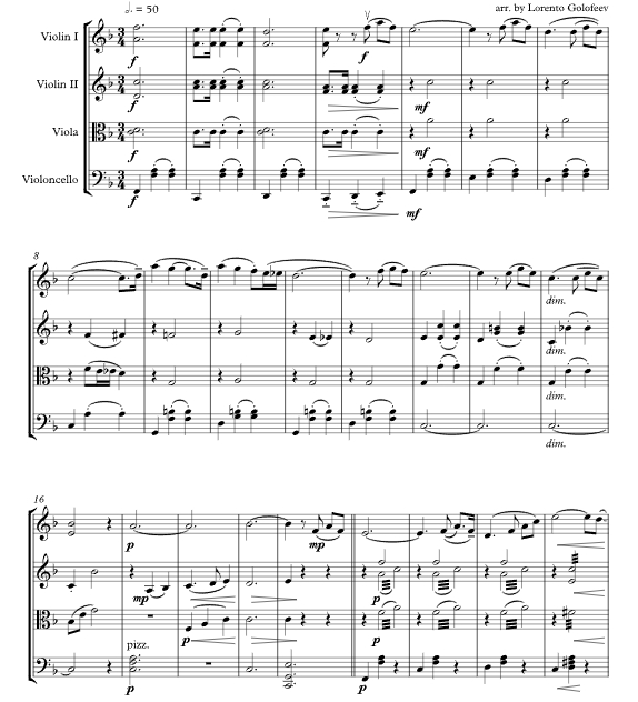 飞屋环游记 Married Life 弦乐四重奏 戈洛费耶夫官方原版 总谱+分谱 有试听 自动发货