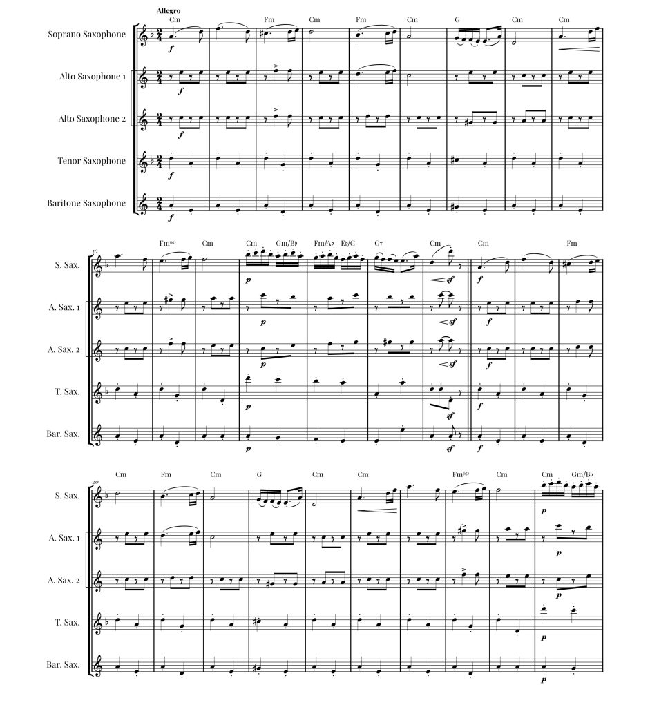 匈牙利舞曲第5号 萨克斯五重奏 费尔南德斯官方原版 总谱+分谱  有试听  自动发货