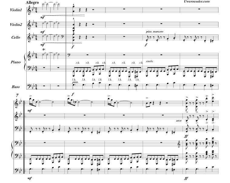 碟中谍 1965 版片尾主题曲 弦乐四重奏+钢琴 乌韦官方原版 总谱+分谱  有试听  自动发货