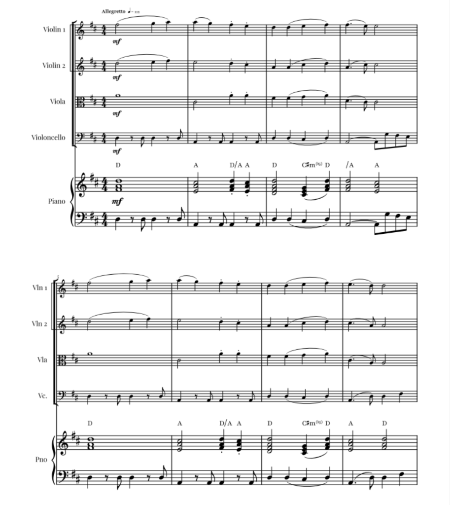 欢乐颂（贝多芬第九交响曲主题） 格劳科官方原版 弦乐四重奏+钢琴 总谱+分谱  有试听  自动发货